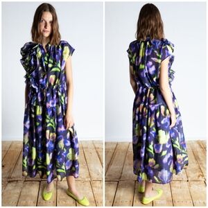 NWT Psophia Plum Mirage Dual Cut Dress with Floral Detail